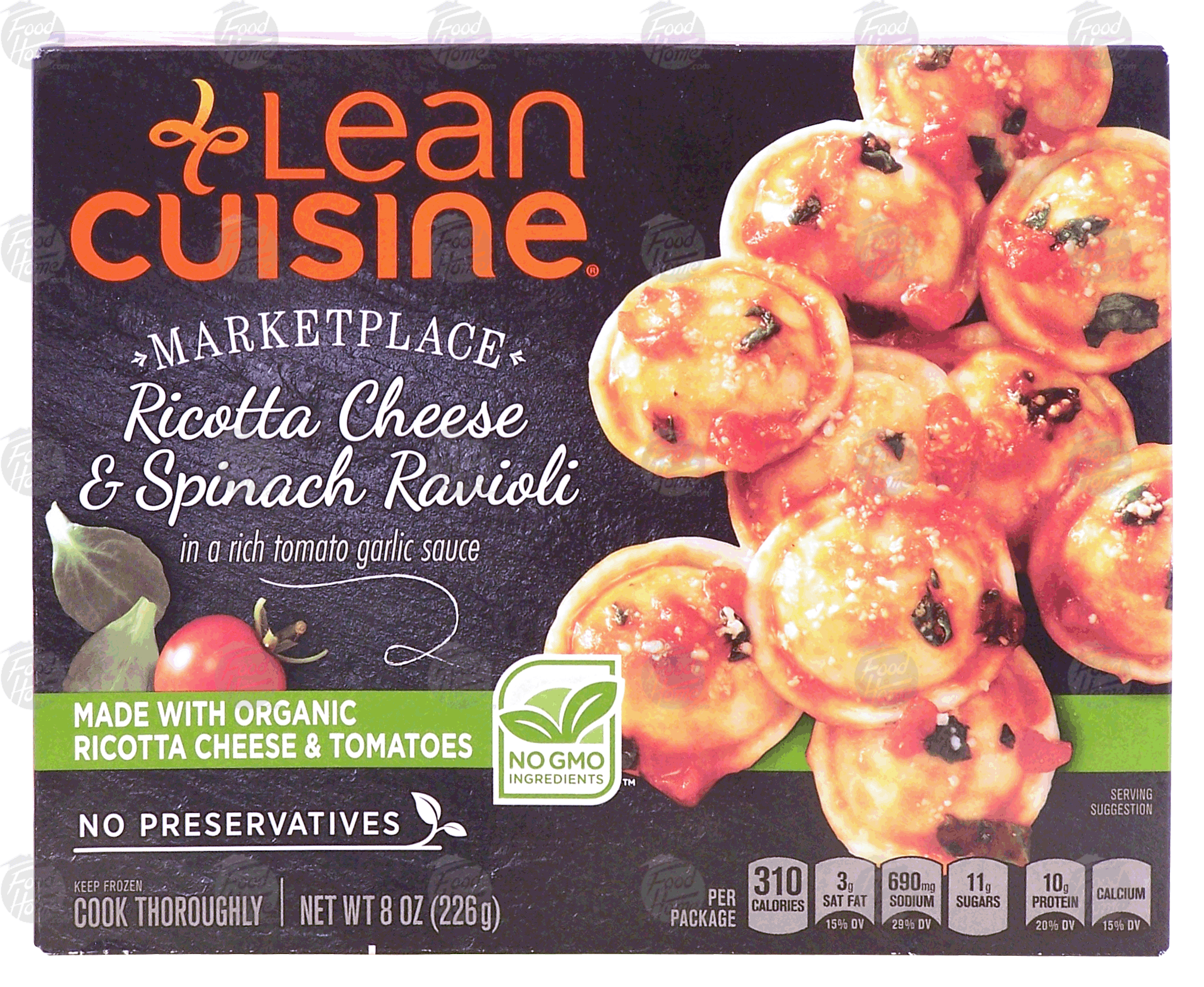 Stouffer's Lean Cuisine marketplace; ricotta cheese & spinach ravioli in a rich tomato garlic sauce Full-Size Picture